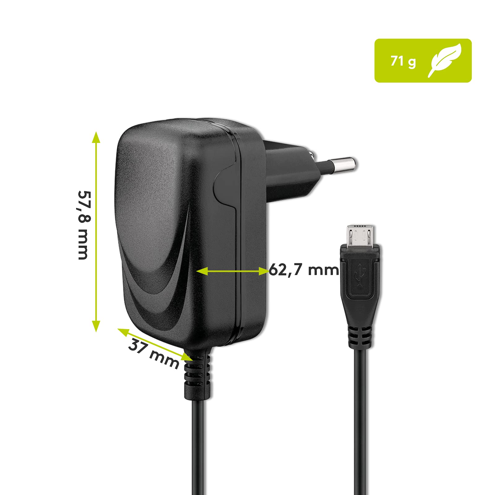 goobay 49529 Ładowarka ścienna Micro USB 1.0 A, USB, Zasilacz do smartfonów, Zasilacz zasilania, 1.5m, Czarny