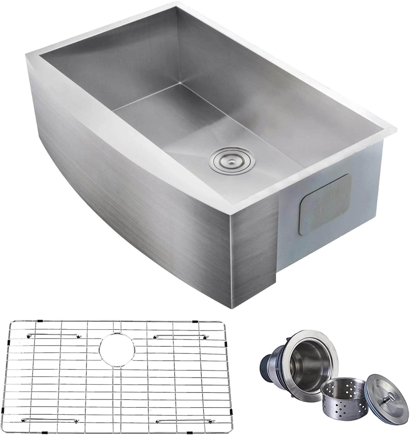Alpha Sinks 33" Apron Farmhouse Double Bowl Sink Undermount, Stainless Steel Brushed Finish