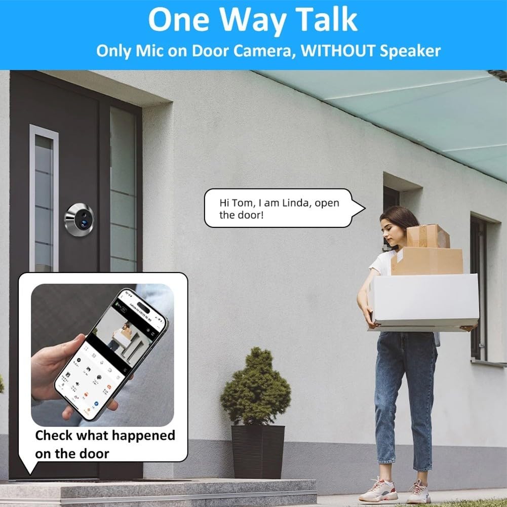 Eawfgtuw Cámara de mirilla inalámbrica con pantalla de 4 3 pulgadas, resolución 1080P, sensor de movimiento PIR para alertas instantáneas y grabación de video, timbre de video inalámbrico, cámara de