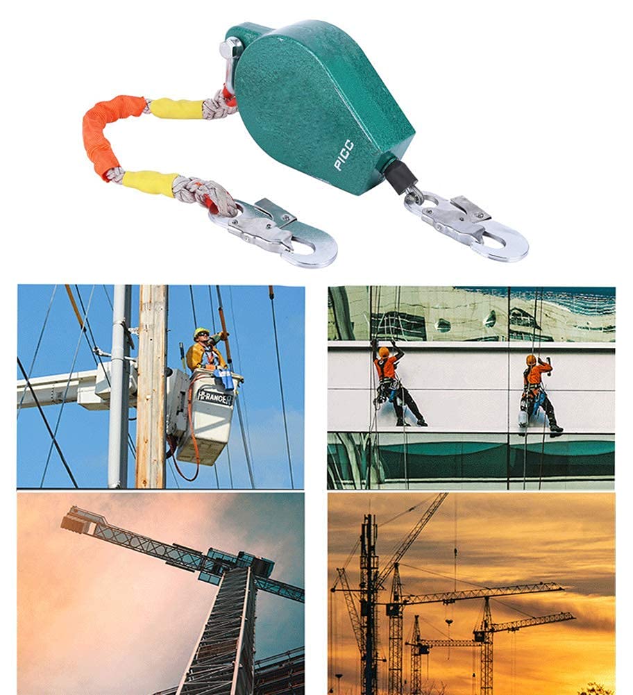 Imbracature di Sicurezza per Linea di Vita Cavo di Sicurezza Retrattile Automatico Imbracatura di Sicurezza Cordino di Protezione anticaduta Limitatore di Caduta Personale con Gancio in acci