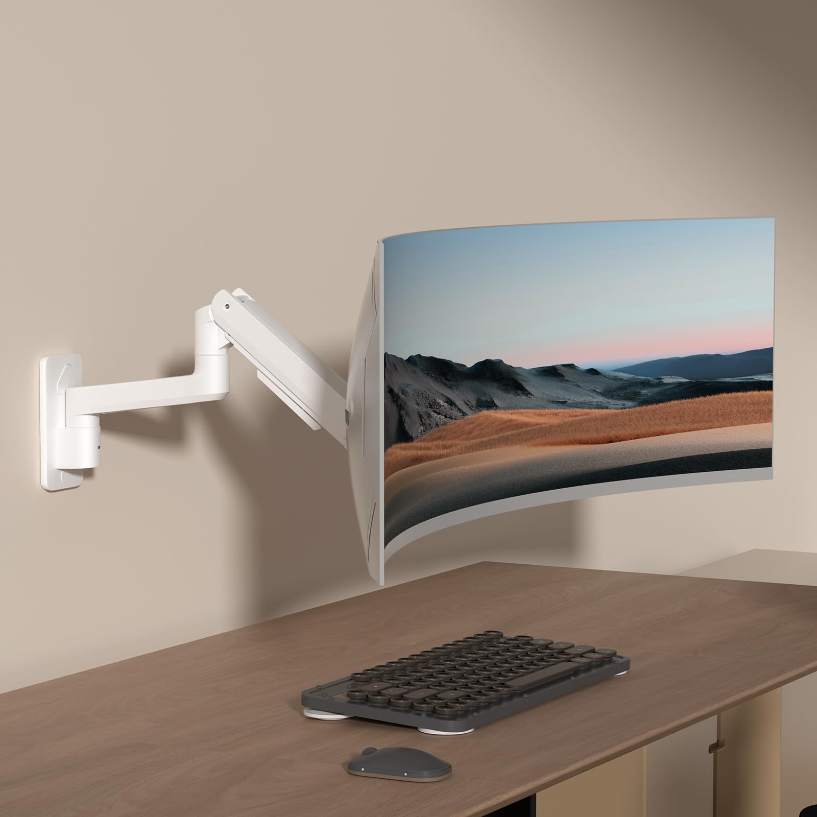 PUTORSEN Premio 17"-49" LED LCD Supporto Monitor Muro, Braccio Monitor Muro Singolo con Molla a Gas Ergonomico Regolabile in Altezza, Rotazione e Inclinabile, Max VESA 75/100/200 mm, Fino a 2-20kg