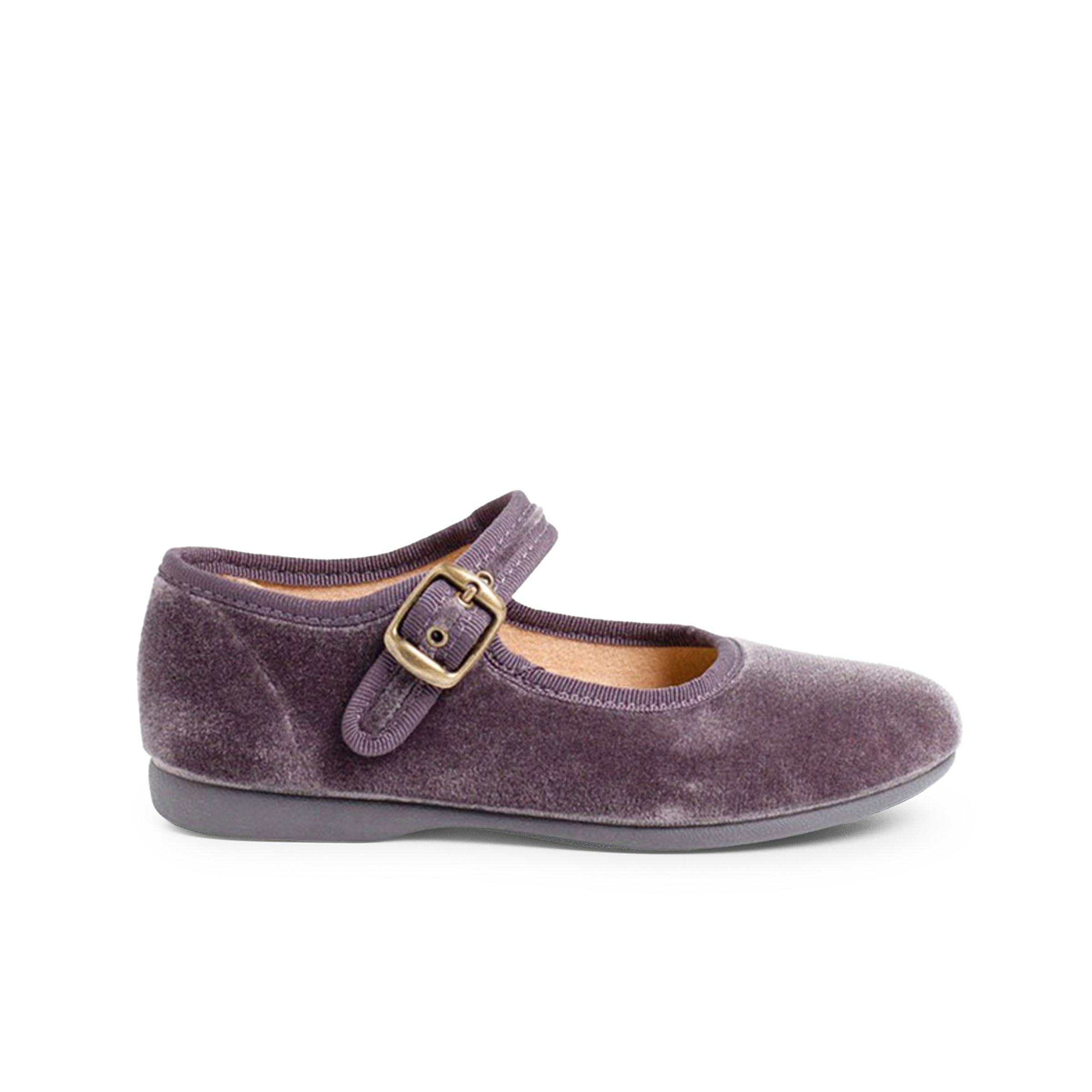 Pisamonas Merceditas Niña Terciopelo Hebilla Talla 20 Color Gris
