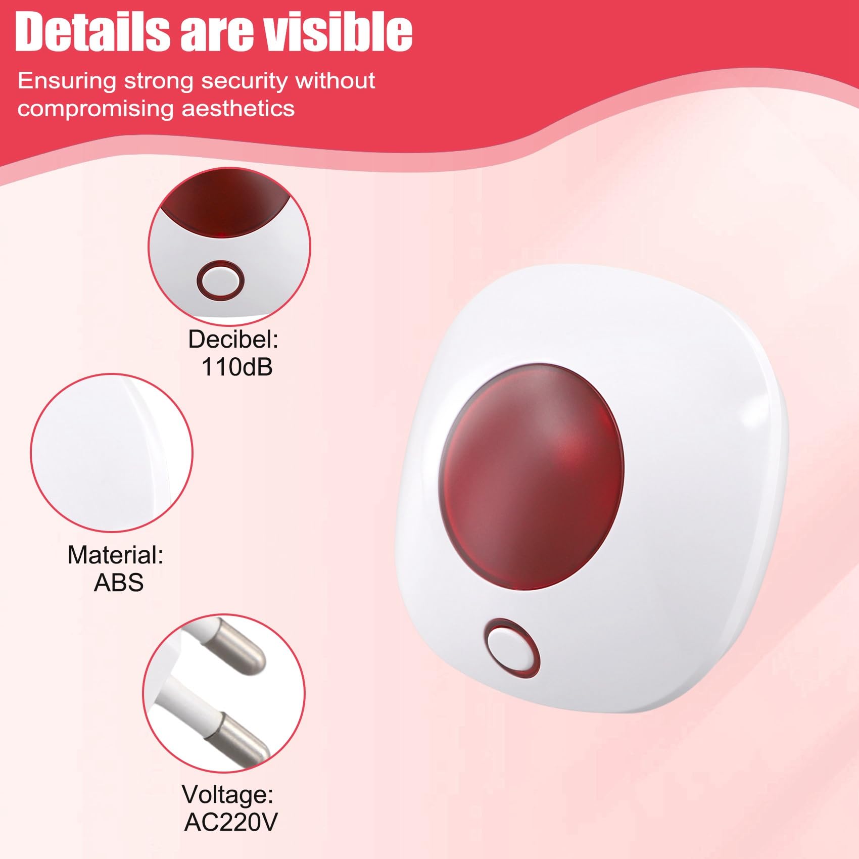Sirena de Alarma con Luz de Sonido Inteligente WIFI 110dB TUYA Sirena de Protección de Seguridad de Seguridad de Alarma para el Hogar Enchufe Europeo