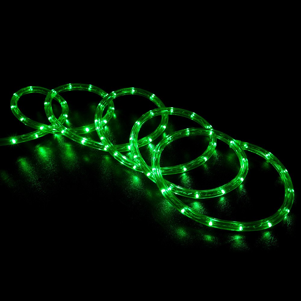 WYZworks 10 ft Green PRE-Assembled LED Extendable Rope Lights - Flexible Clear Water Resistant Tube, Christmas Xmas Tree Holiday Decoration Indoor/Outdoor Lighting | ETL Safety Certified