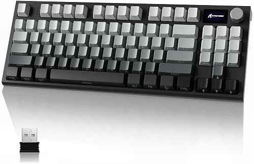 ATTACK SHARK RK86 RGB 75% Wireless Gasket Mechanical Keyboard,3-Mode Bluetooth5.0/2.4G/USB-C 82 Keys Hot Swappable Gaming Keyboard Side Print Keycaps,4000 mAH Battery w/Knob & Display,Linear Switches
