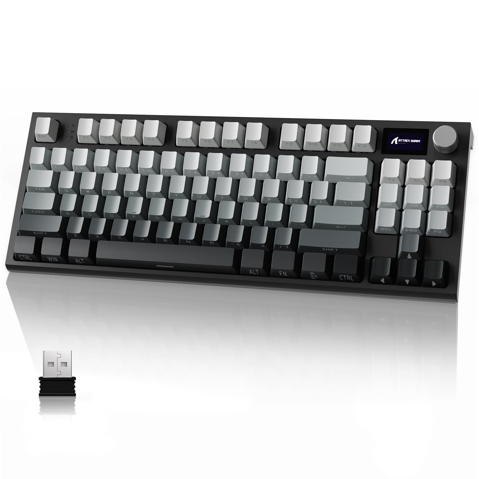ATTACK SHARK RK86 RGB 75% Wireless Gasket Mechanical Keyboard,3-Mode Bluetooth5.0/2.4G/USB-C 82 Keys Hot Swappable Gaming Keyboard Side Print Keycaps,4000 mAH Battery w/Knob & Display,Linear Switches-image-15