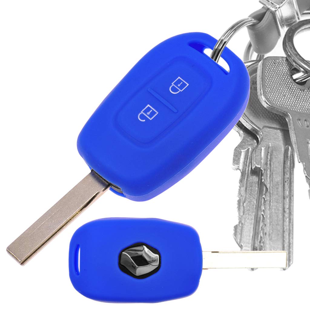 Sleutelhoes voor Renault Dacia met 4 toetsen, 2 stuks, beschermhoes voor autosleutels, siliconen, 2 gadgets 2 ringen, beschermhoes voor Clio/Space 5/Master Bus/Talisman/Megane auto