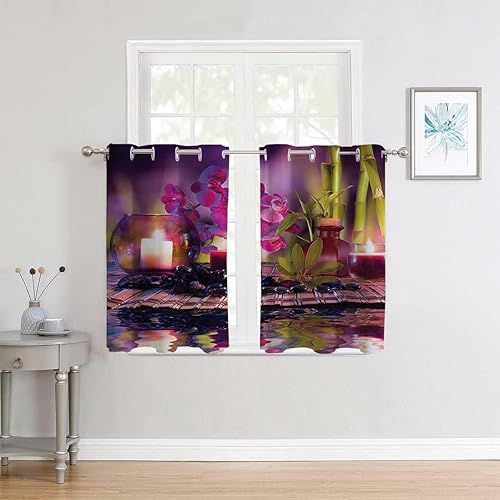 Miniatura 2 de Cortinas De Cocina Modernas Colección Spa Decor Collection - Cortinas opacas con ojales para puerta, 110 pulgadas de ancho por 96 pulgadas de largo,