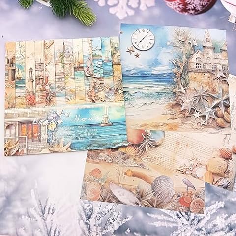24 Sheets Beach House Pattern Paper Pad Cover