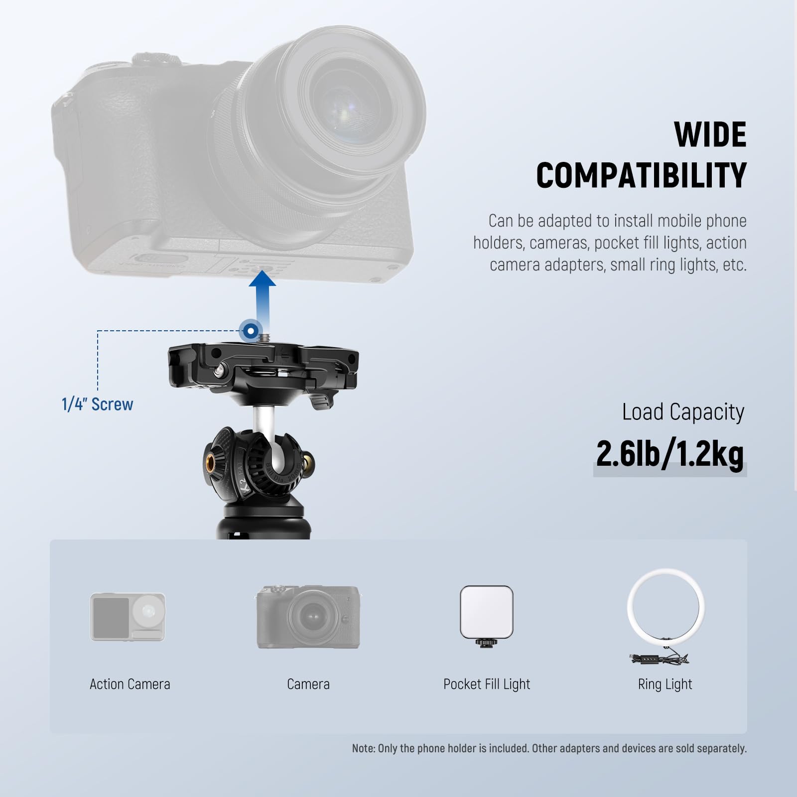 NEEWER TP38 Handy Kamera Stativ, 15" ausziehbarer Selfie Stick Mini Tripod Stand mit Telefonhalter, Action Cam Adapter kompatibel mit Gopro Hero 13 12 11 10 9, 360° Kugelkopf Reisestativ für Vlogging