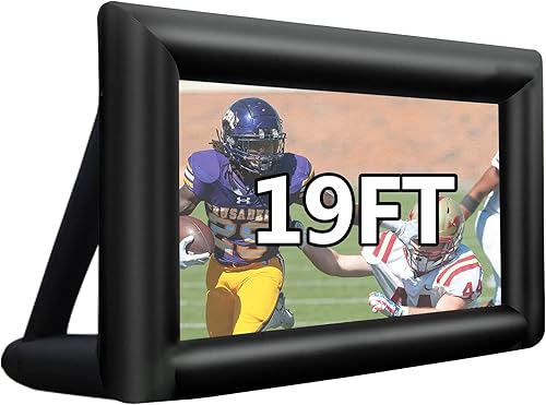Xmaybang Pantalla inflable de proyector de película de 19 pies, pantalla de proyector para exteriores, proyección delanteratrasera, incluyendo