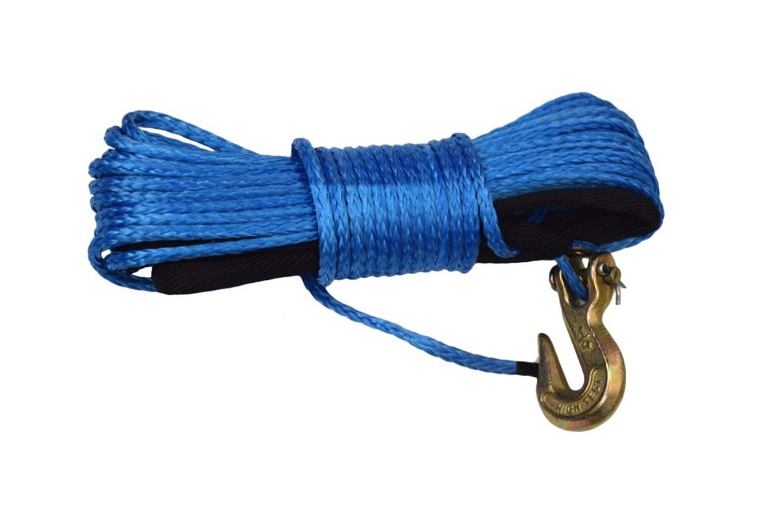 Winch Rope, Blue 3/16"*50ft ATV Winch Line with Hook,12 Strand Synthetic Rope