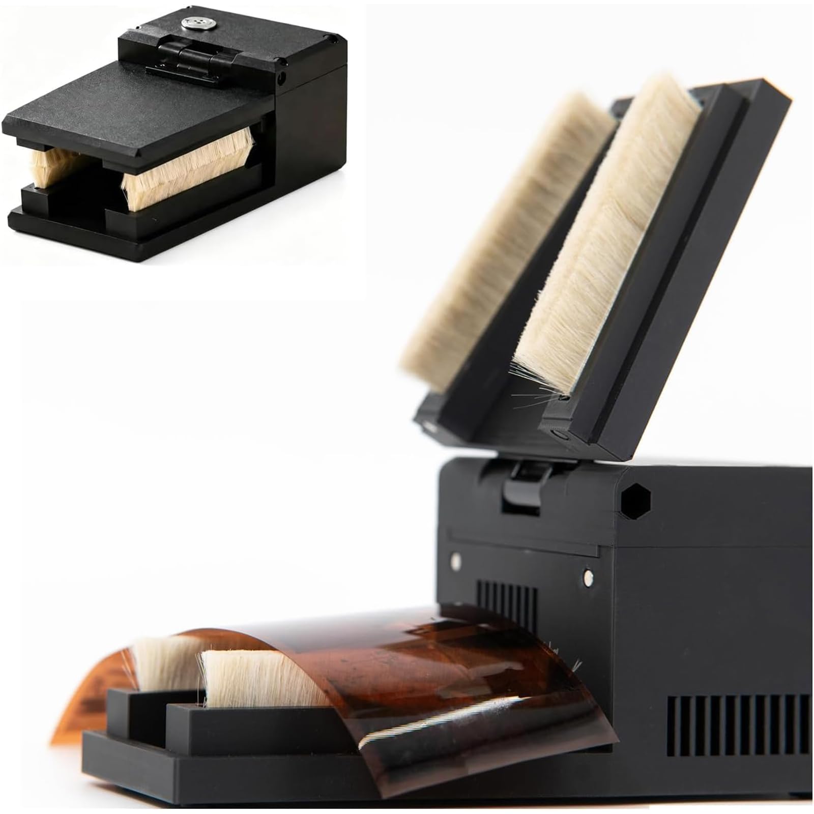 Nettoyeur De Poussière Antistatique Électrique pour Films, Brosse De Nettoyage pour Négatifs 135/120, Éliminateur Délectricité Statique Plasma avec Brosse en Laine Double Face, Ventilateur De