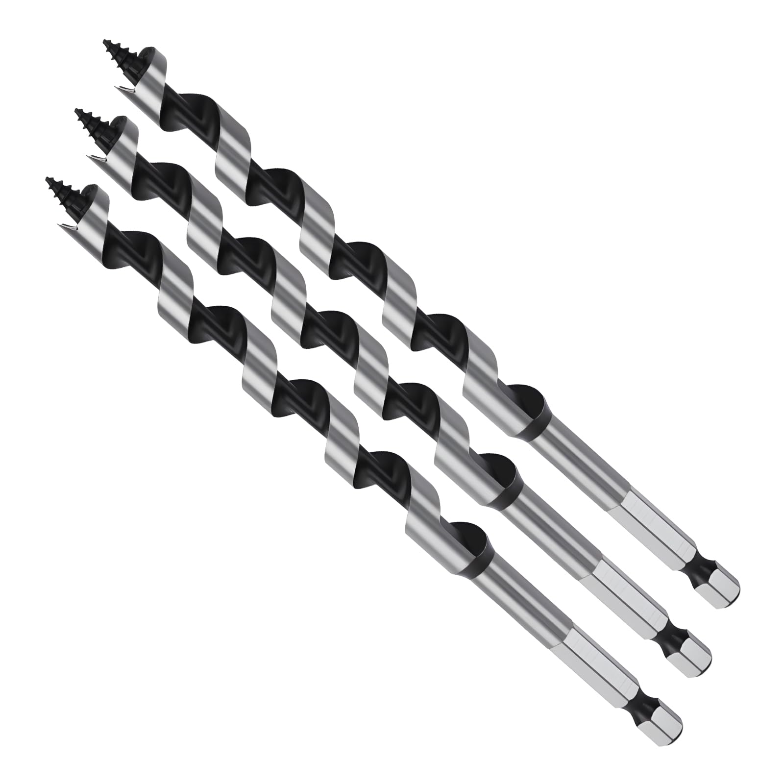 MOXPIFY Wood Auger Drill Bits, 3pcs 10mm Timber Drill Bits 155mm Long Hex Shank, Extra Long Drill Bits Wood For Woodworking (3pcs x 10mm x 155mm) — image 1