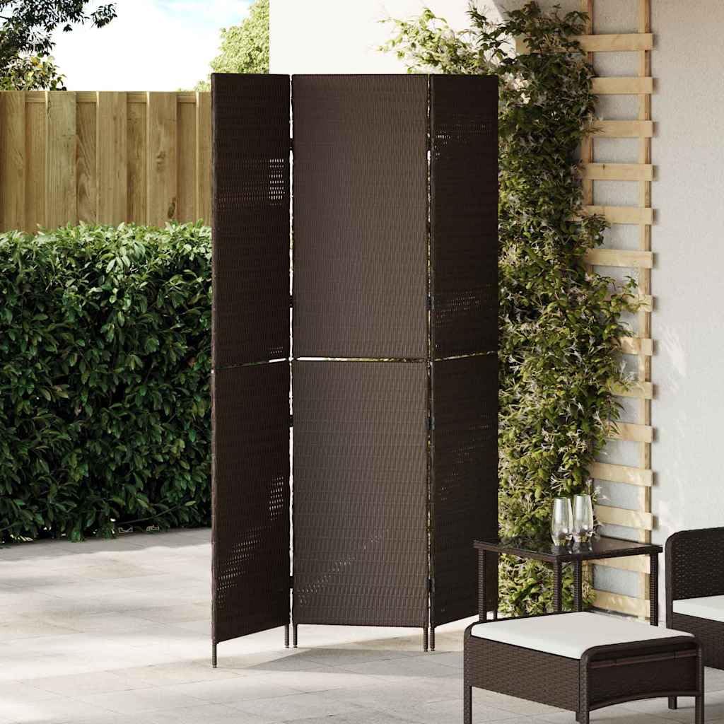 Paravent marron INLIFE 146 x 180 cm l'élégance du polyrotin tressé