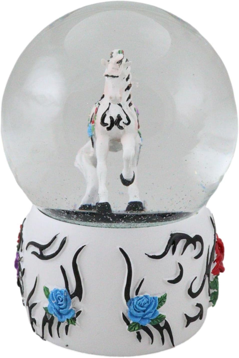 Ebros Gift Trail of Painted Ponies Western Roses Vine Petals Tribal Rose Horse Glitter Water Globe 5.25" Tall Farmhouse Ranch Cabin Country Snow Globes Collectible Figurine