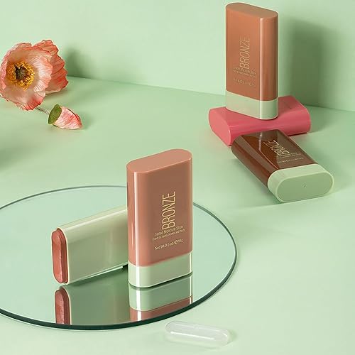 Miniatura 7 de Yeweian Barra de contorno de crema, barra bronceadora con brillo facial, resaltador de brillo natural mezclable, barra hidratante sólida teñida