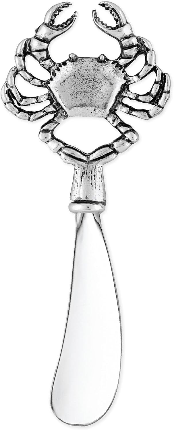 UP Crab Cheese Spreader Set, Zinc Alloy Butter Spreaders with Decorative Handles for Cheese, Cream, and Dips, Silver, 4.75 Inch, Set of 2