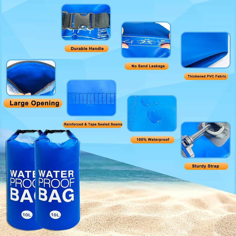 Lot de 2 poids pour escaliers de piscine surélevés, sacs imperméables pour marches de piscine 10 L x 2 pièces Bleu