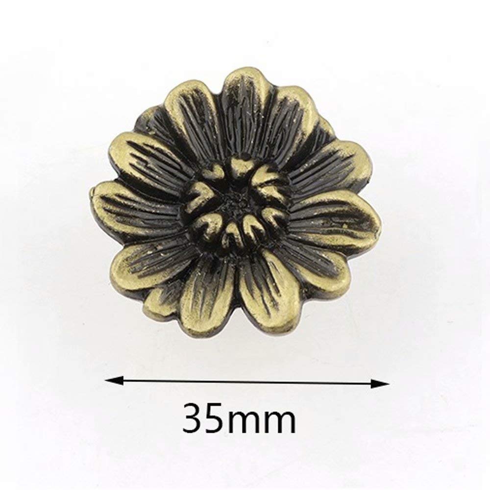 20 pomelli in bronzo per mobili, vintage, creativi, crisantemo, pomelli per comò, pomelli per cassetti, armadio, maniglia per casa e ufficio (crisantemo)