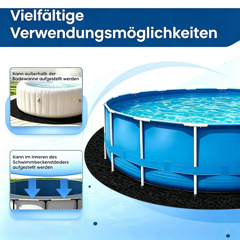 Anyingkai Tapis de Sol pour Piscine Ronde 4m, Tapis Piscine Hors Sol AntidéRapant et Ultra Absorbante, Pliable Tapis sous Piscine Hors Sol, Tapis Spa pour L'extérieur et L'intérieur