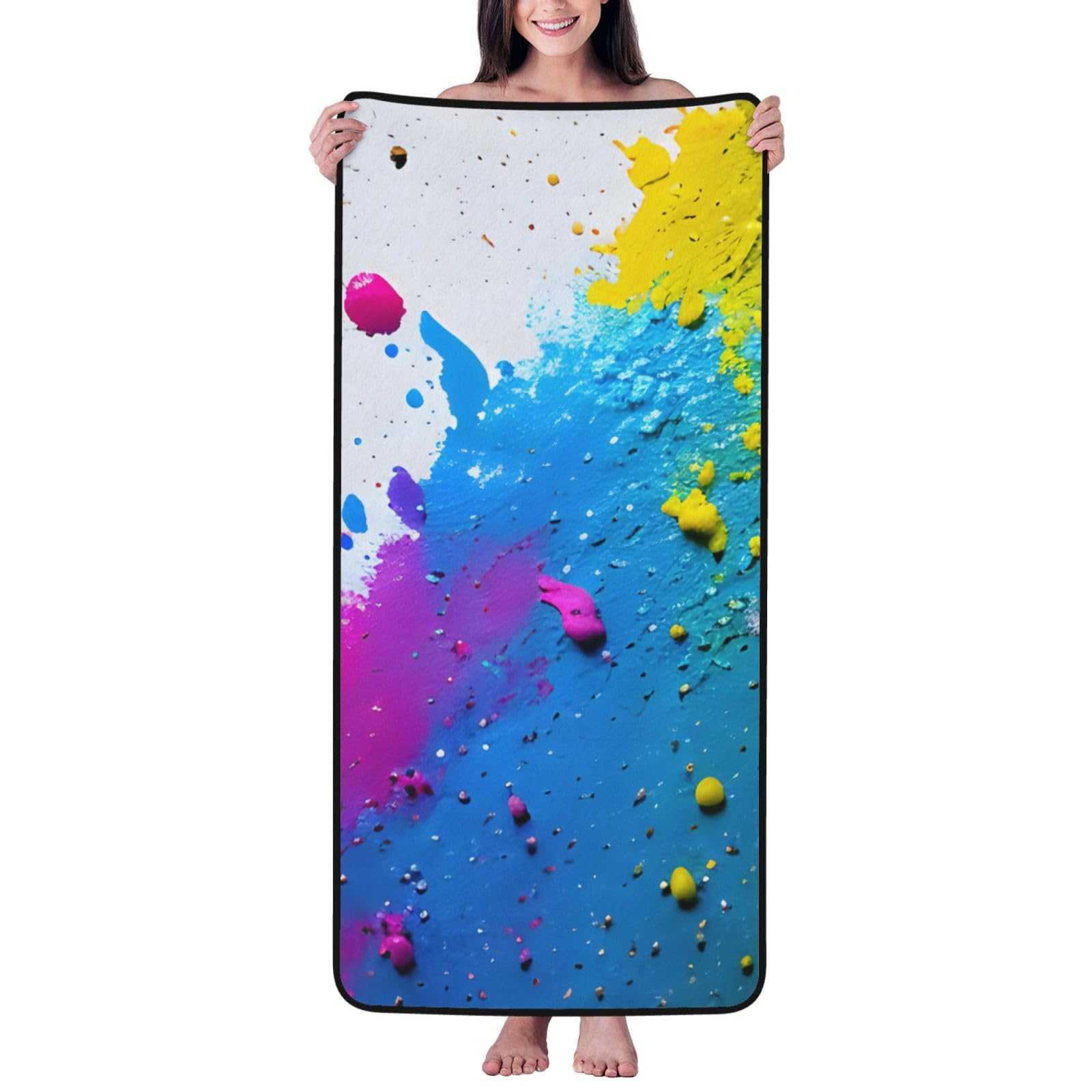 JBJGKHLP Paint Splatter Backdrop Print Women Men Couples Coral Velvet Bath Towel Ultra-Soft For Home Bathroom Travel