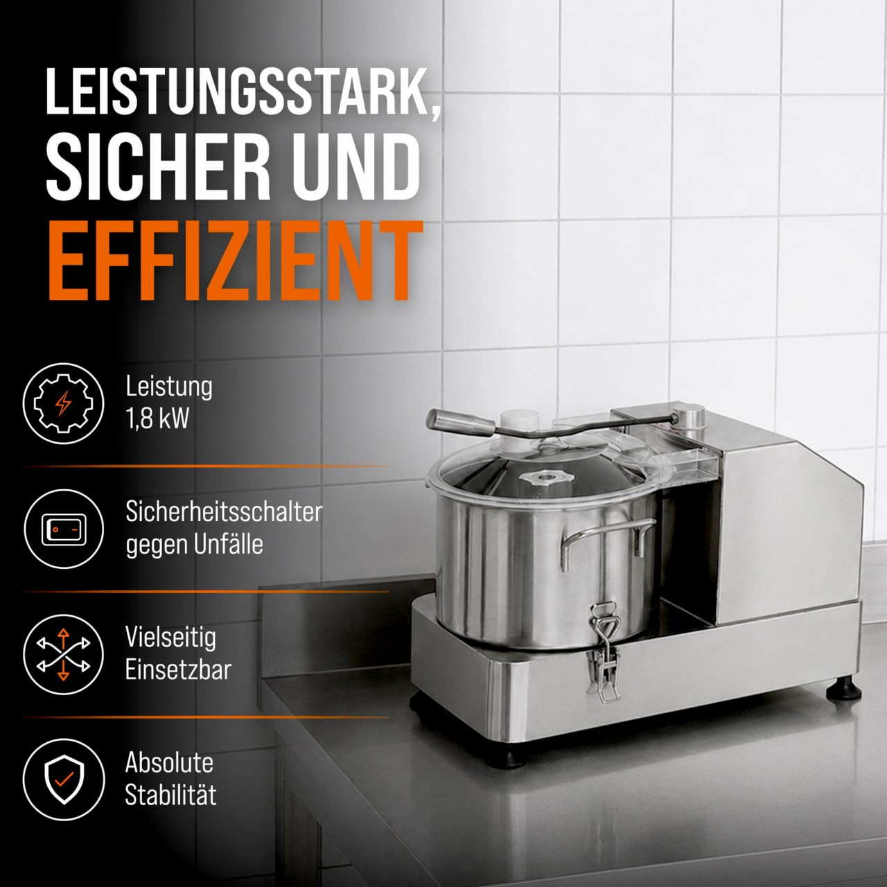 GastroHero Kutter I 12 L Taglierina da tavola per carne, verdure, pane, in acciaio inox, cutter vegetabile, per gastronomia