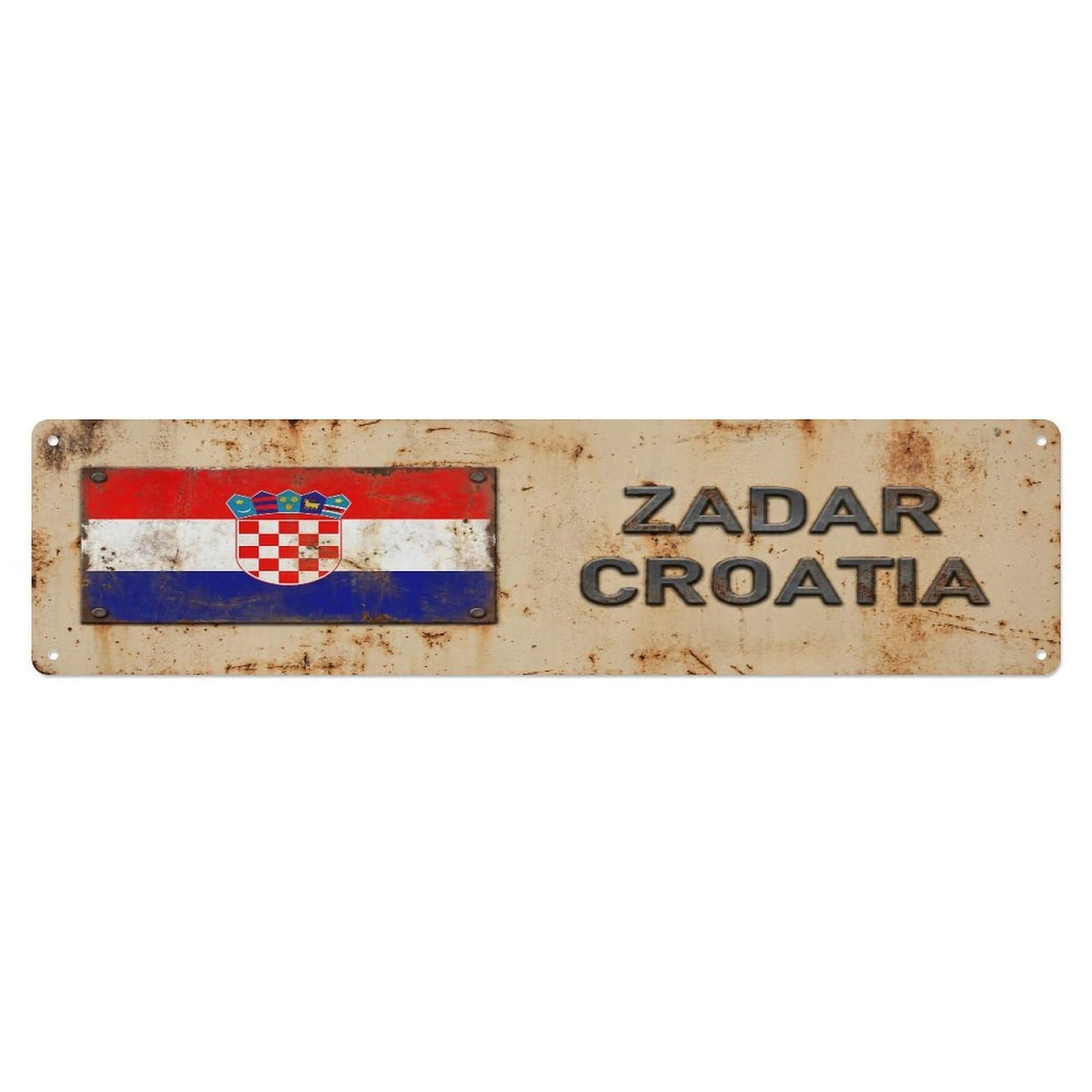 Metal Tin Sign Vintage Zadar Croatia Flag Decor Rustic Travel