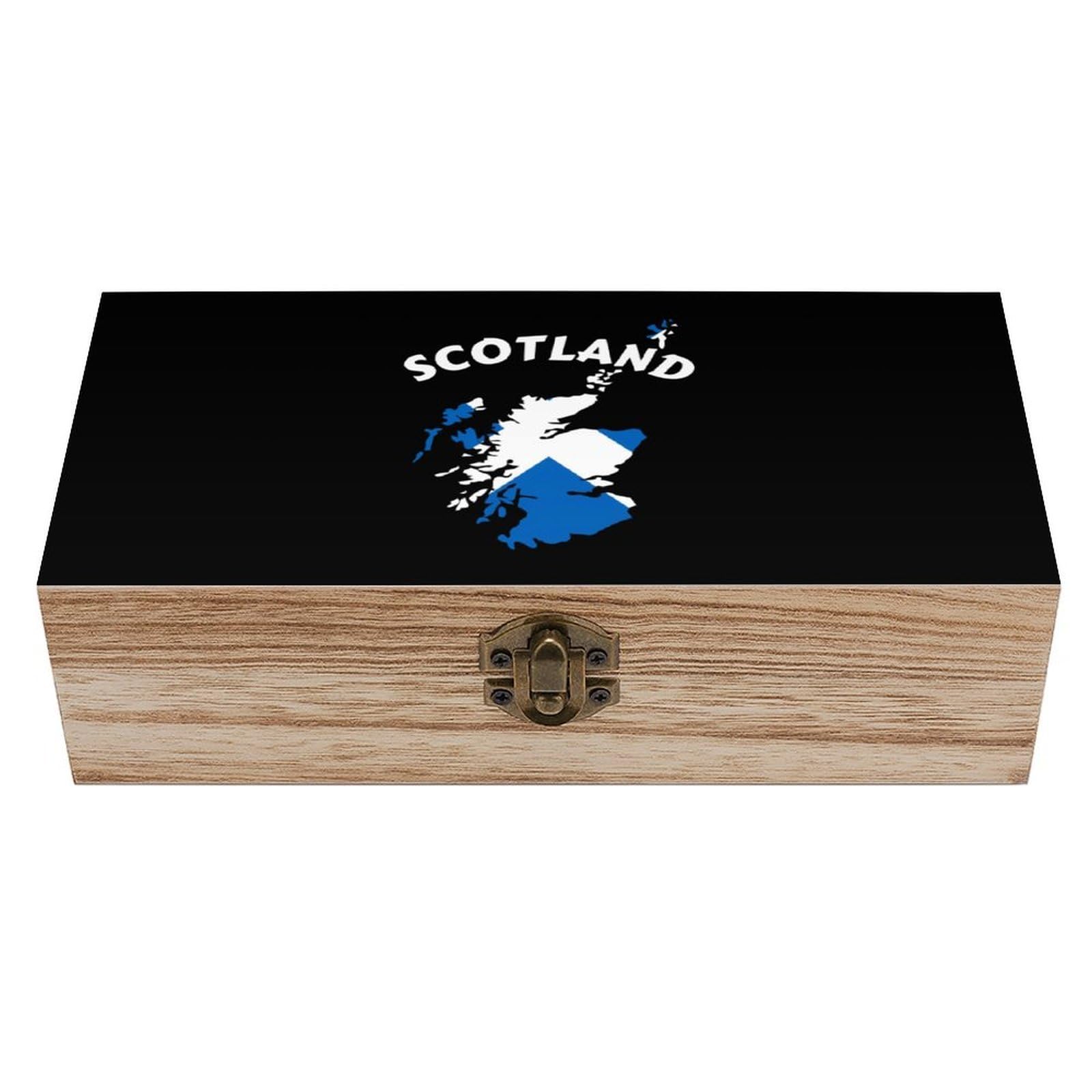 HLBSDM Scotland Map Flag Wooden Storage Box Craft Memory Keepsake Treasure Chest Box Jewelry Organizer