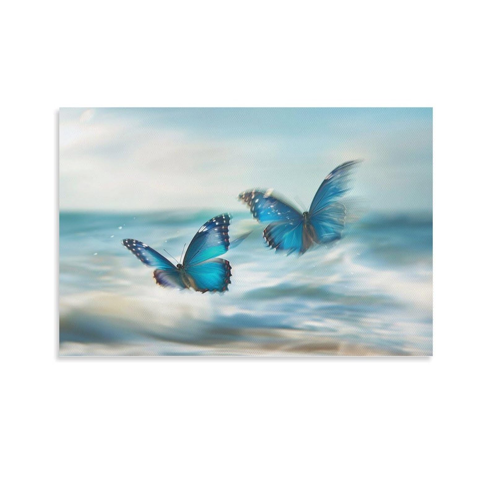 Amazon.co.jp: 絵画 2 つの美しい青い蝶 アートパネル ポスター