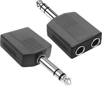 XMSJSIY 1/4" 6.35mm Stereo Plug to Dual 6.35mm Stereo Audio Jack Splitter Adapter 1/4 TRS Male to 2 Female Splitter Converter for Microphone Headphone Guitar Speaker Instrument