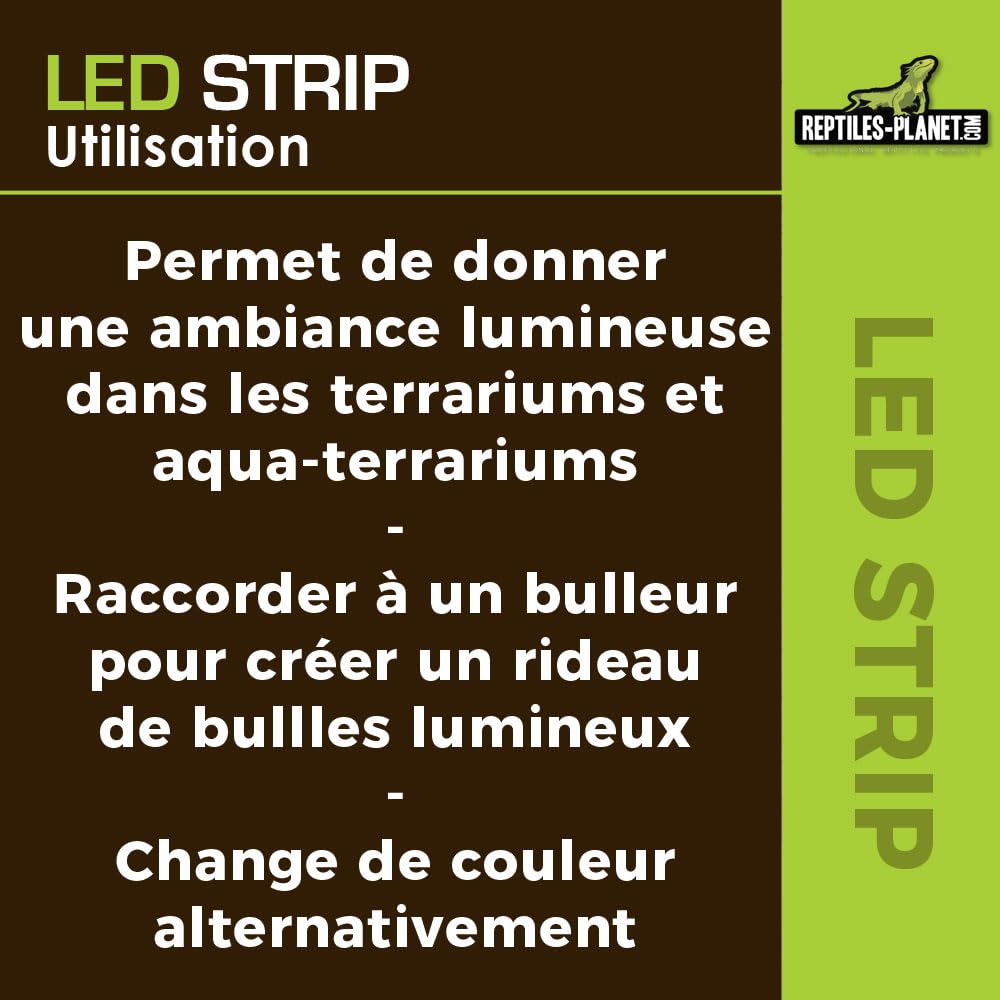 Reptiles Planet - Led Strip - Bandeau Led Multicolore pour Terrarium - 26 X 3 X 2 cm