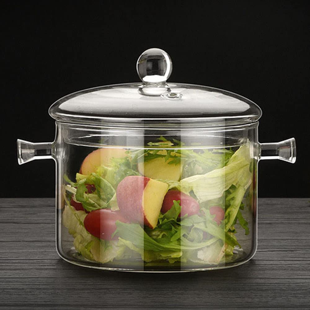 ZANZER Cuenco de Cristal con Tapa de Doble Oreja, Cuenco de Cristal Resistente al Calor de borosilicato Alto, ensaladera de Cristal, vajilla para el hogar