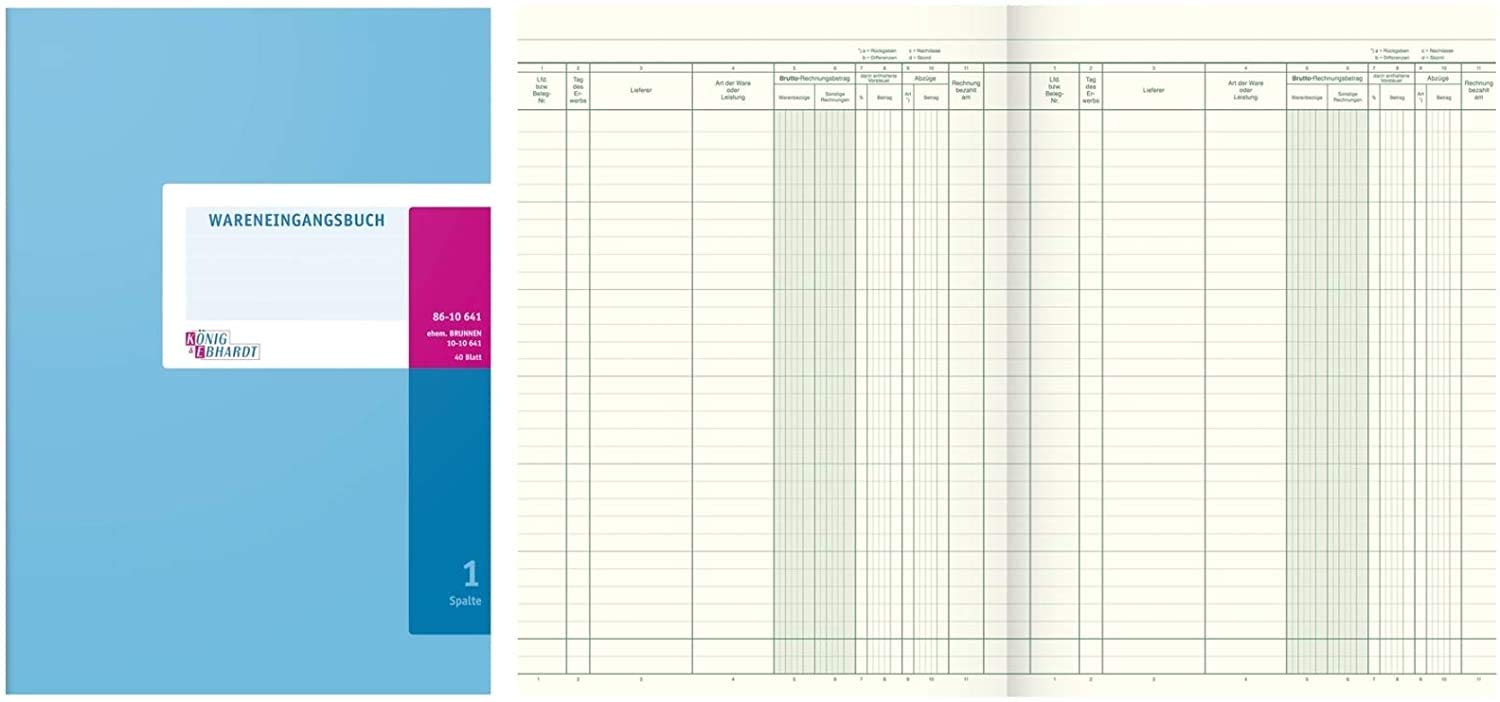 König & Ebhardt König und Ebhardt König & Ebhardt 8610641 Geschäftsbuch / Wareneingangsbuch (A4 80g/m², 40 Blatt Drahtheftung)