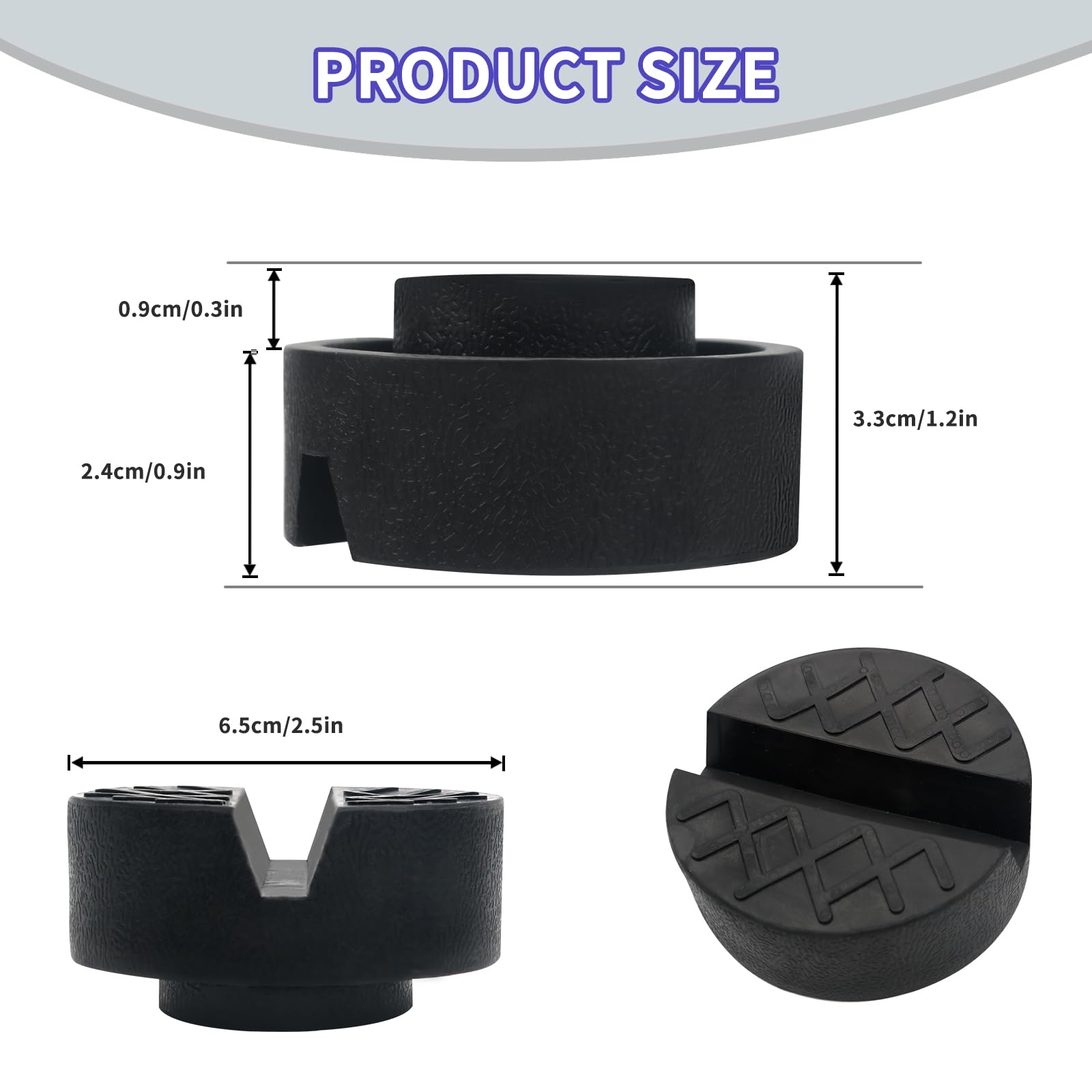 2 Stück Wagenheber Gummiauflage, Universelle Gummiauflage für Fahrzeugheber, Gummiblock Hebebühne Wagenheber Auflage, Gummi Jack Pad für Rangierwagenheber Unterstellbock, (65mm, Schwarz)