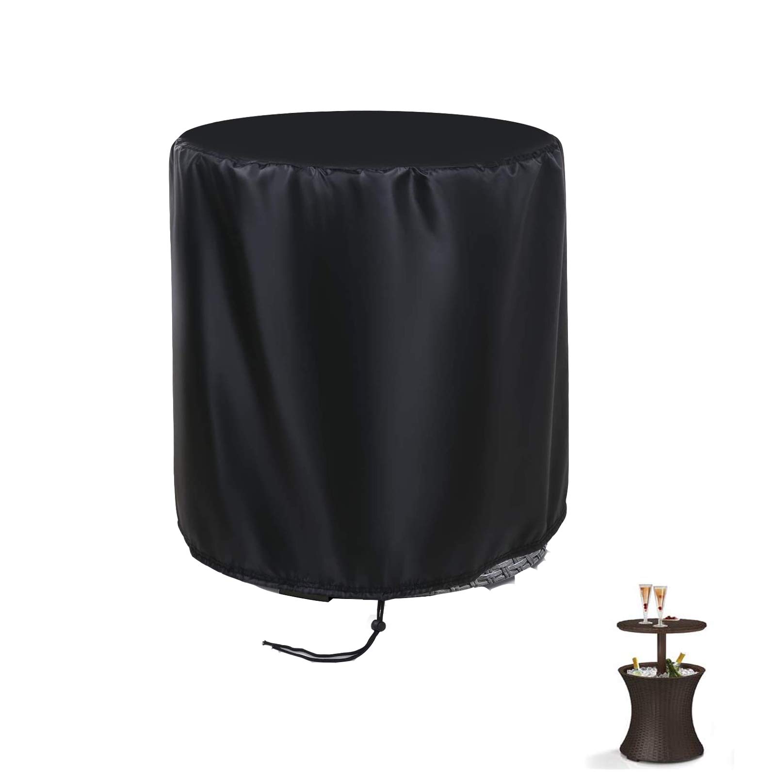 POMER Patio Bar Table Cover Round 21x23inch - Outdoor Pool Cooler Table Cover for 7.5-Gal Cool Bar Rattan Style