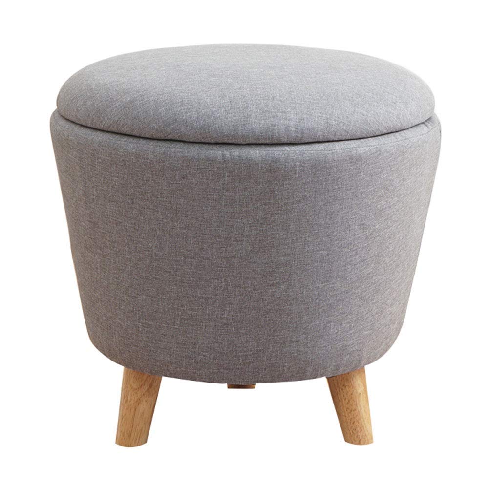 Chaise Repose-Pieds Ottoman Gris 45x42cm Pouf Coffre Salon