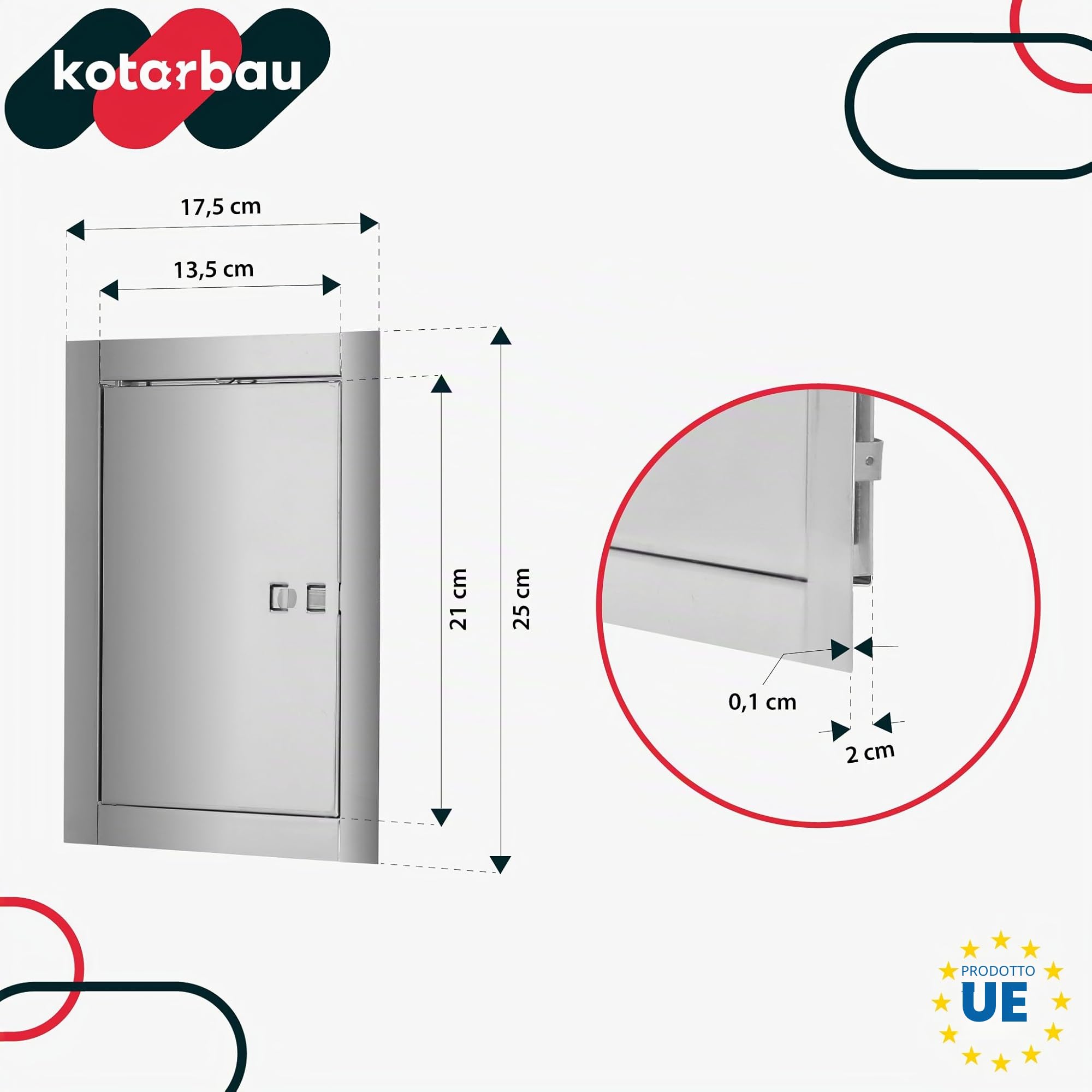 KOTARBAU® - Porta per camino, 14 x 21 cm, in acciaio inox, per ispezione e manutenzione