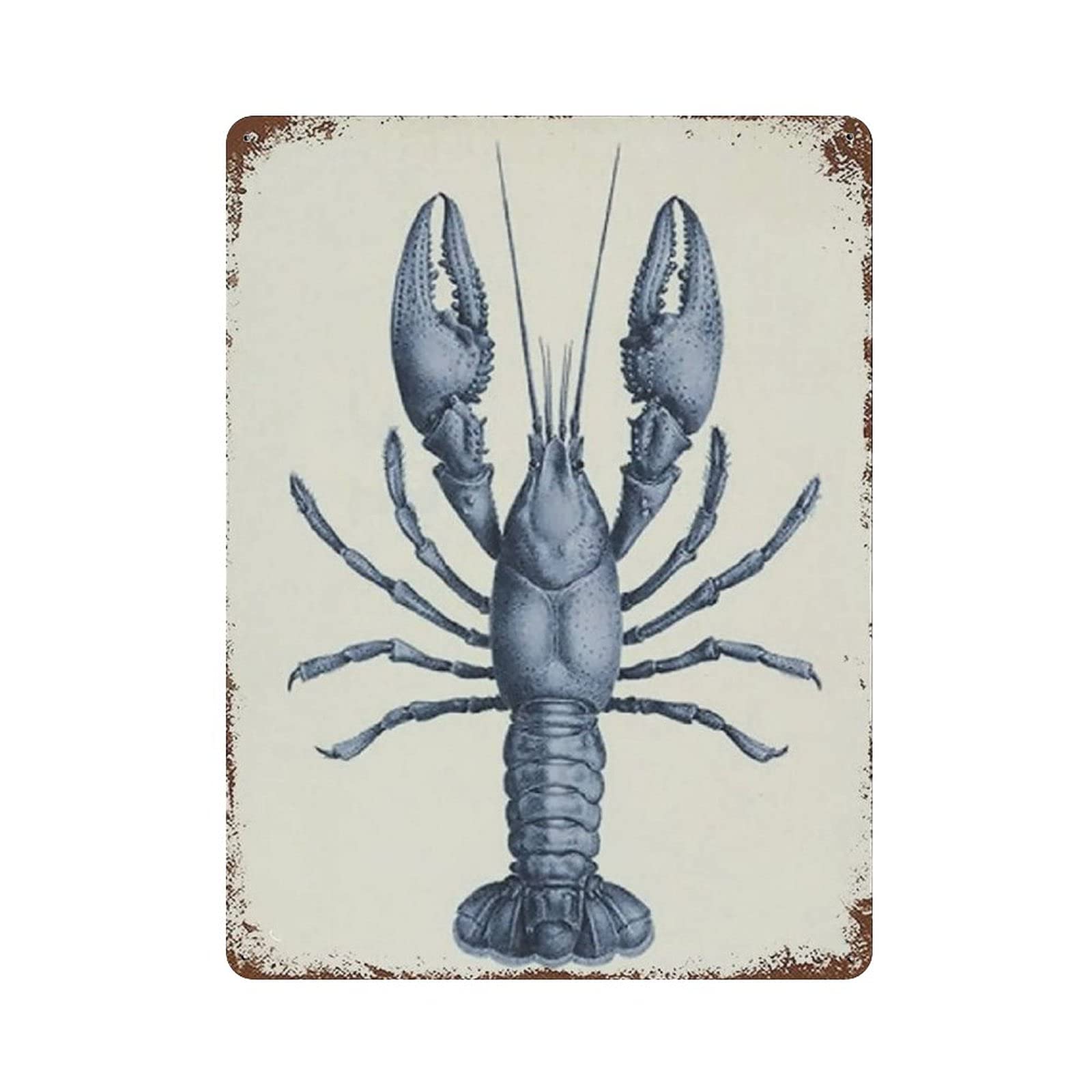 Gqwjksz Blue Lobster Tin Sign Metal Plaque Art Hanging Iron Painting Retro Home Kitchen Garden Garage Wall Decor 16"X12"