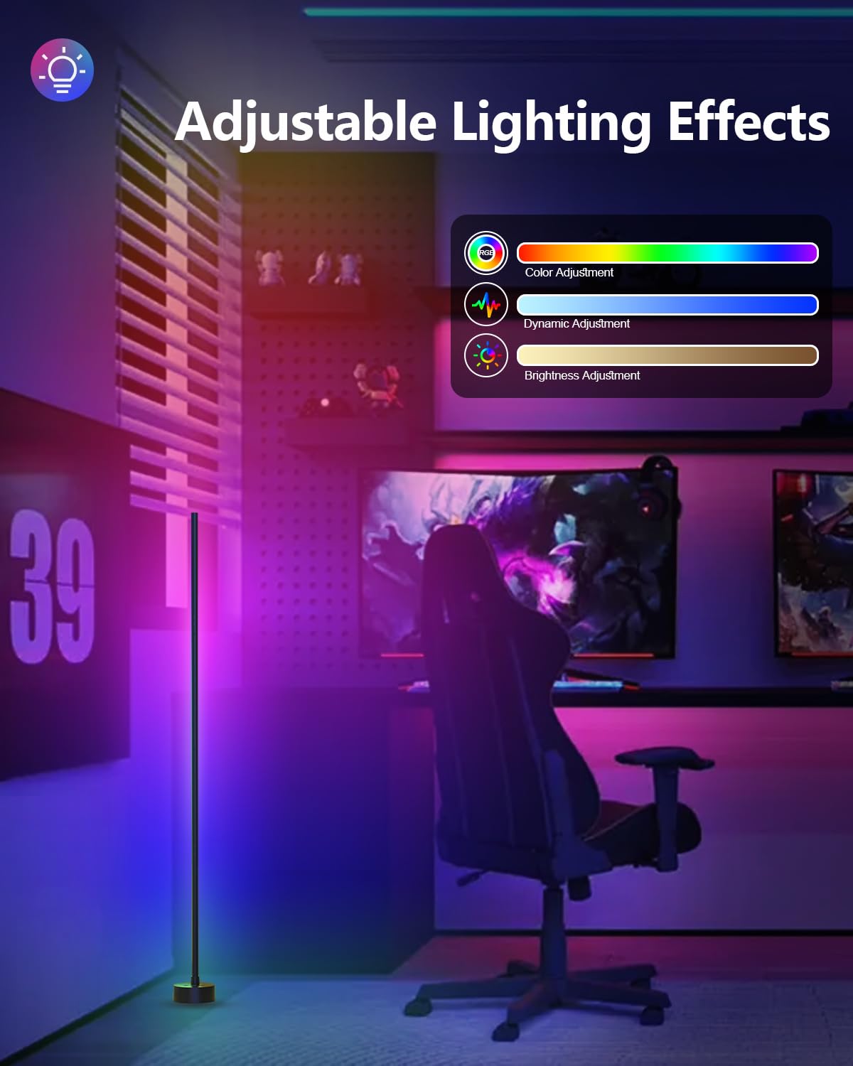Miortior LED Stehlampe Wohnzimmer, 2PCS RGB Standleuchte Dimmbar mit Fernbedienung & App-Steuerung, Musik Sync, 16 Millionen Farben, 68 Szenenmodi, Ecklampe RGB für Wohnzimmer Schlafzimmer Gaming-Raum