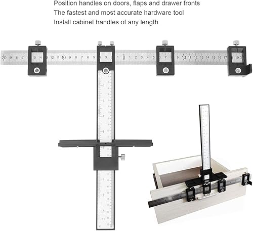 Miniatura 7 de Fafeicy Plantilla de hardware de gabinete, localizador de punzón de mango ajustable para taladro de carpintería, instalación de pomos delanteros de