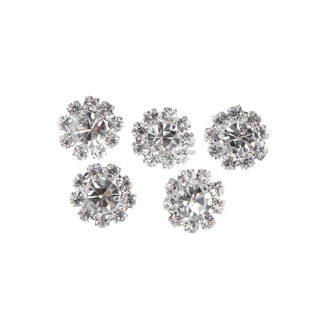 Maxtonser 5Pcs 12mm Round for Rhinestone Shank Button Sewing Craft Embellishment