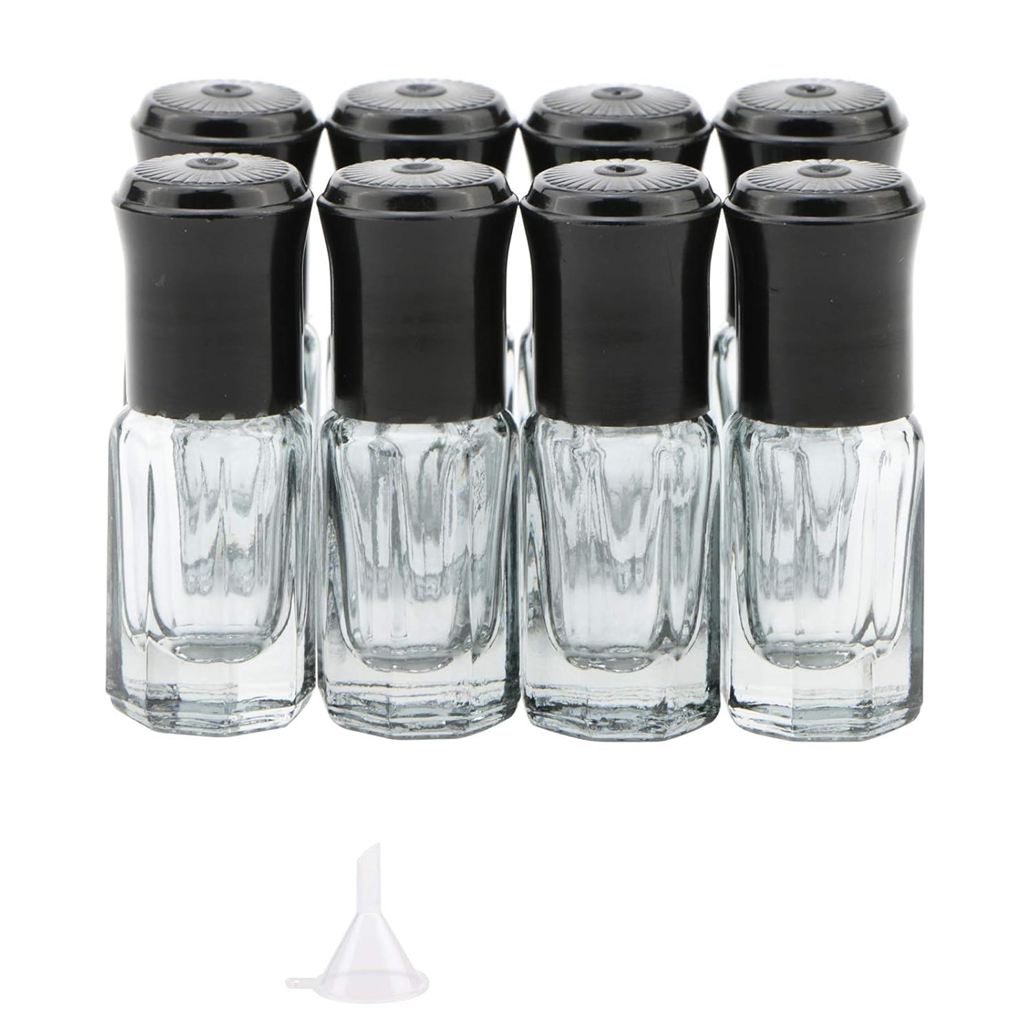 Newzoll Essential Oil Roller Bottles, 8Pcs 3ml Roll-on Vials with Funnel, Mini Glass Massage Containers for Perfume Lip Balms Aromatherapy, Black