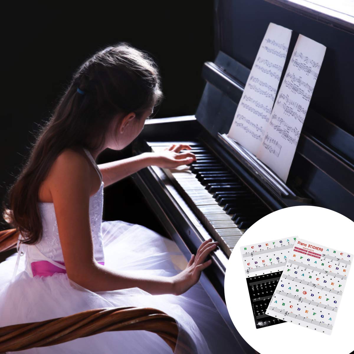 BESPORTBLE Autocollants Clavier Piano Touches Colorés Pour