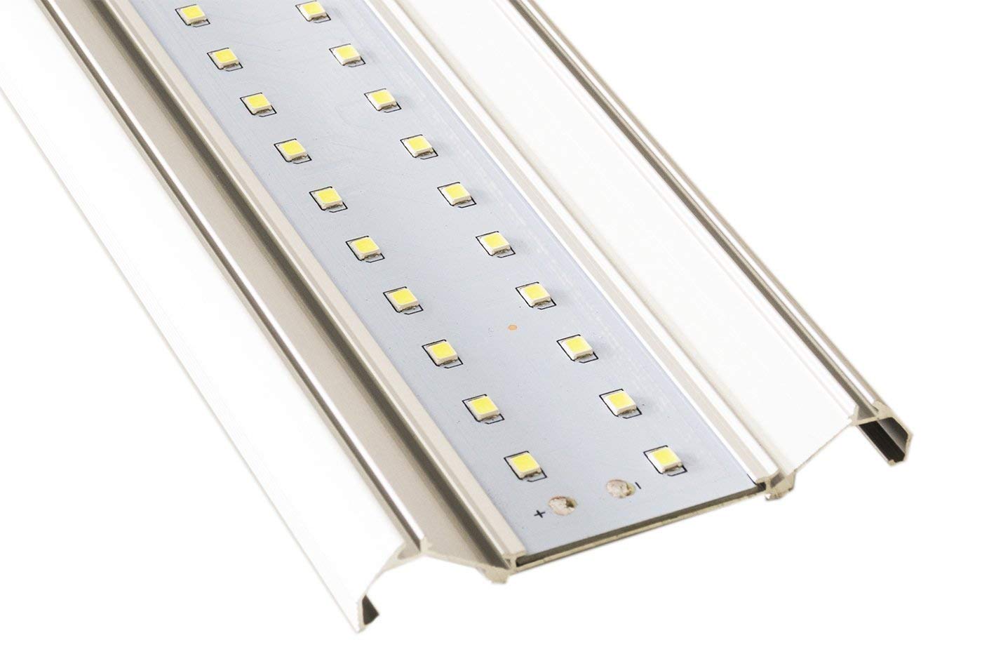 P25-60WN-K2- Kit 2pz Plafoniera Led Ultrasottile 150cm 60W Bordo Argento Completo di Led 4200K Luce Naturale 4800lm
