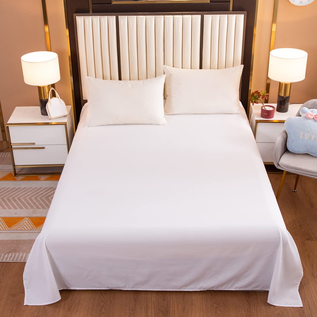 icyfall Twin Size 1 Piece Single Flat Sheet Only Sold Separately Top Sheet for Bed Brushed Microfiber Wrinkle-Free,Shrinkage&Fade Resistant Hotel Quality (White, Twin)