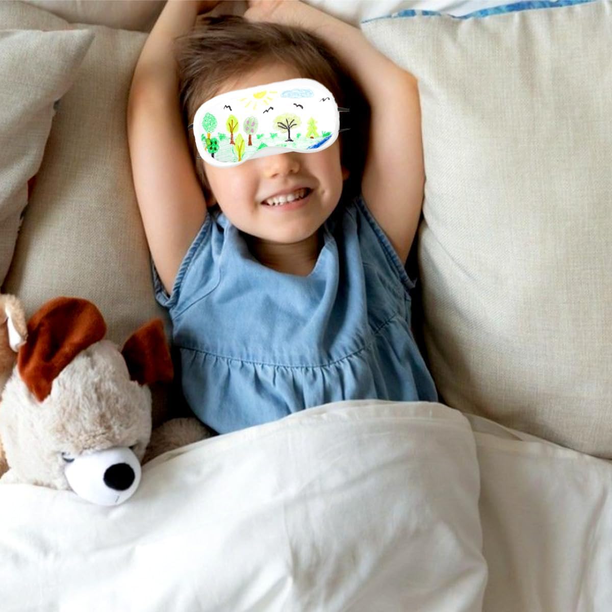 30 máscaras para dormir, suministros para fiestas de pijamas, 20 máscaras blancas para dormir con 10 rotuladores de tela, para cubrir los ojos para dormir, viajes, equipo y fiesta (blanco)