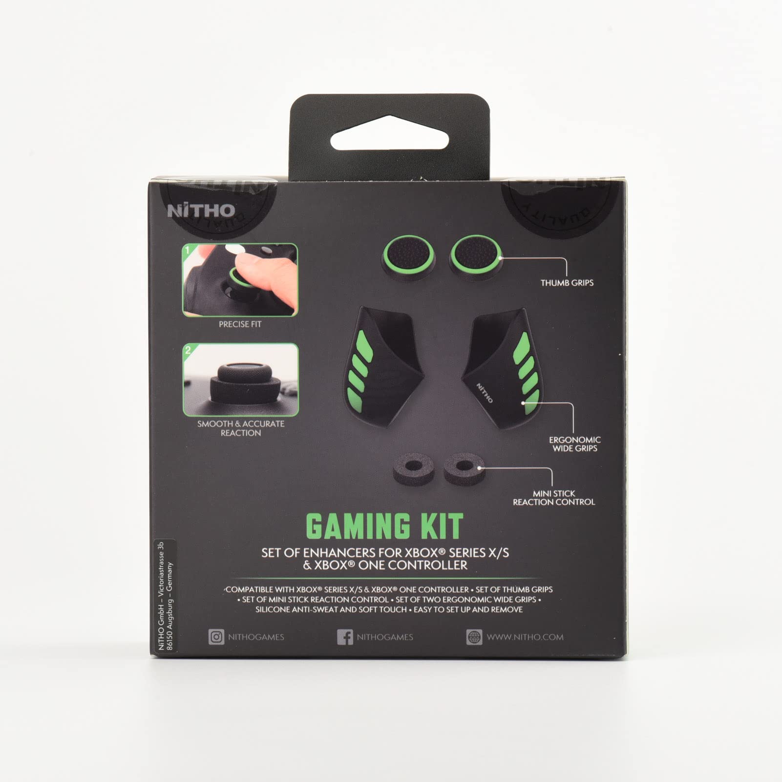 NiTHO Gaming Kit pour Manettes Xbox Series X/S, Ensemble Complet d'Améliorations - Poignées en Silicone Anti-Transpiration, Boutons de Contrôle, Anneaux de Précision, Accessoires pour Xbox Series X/S