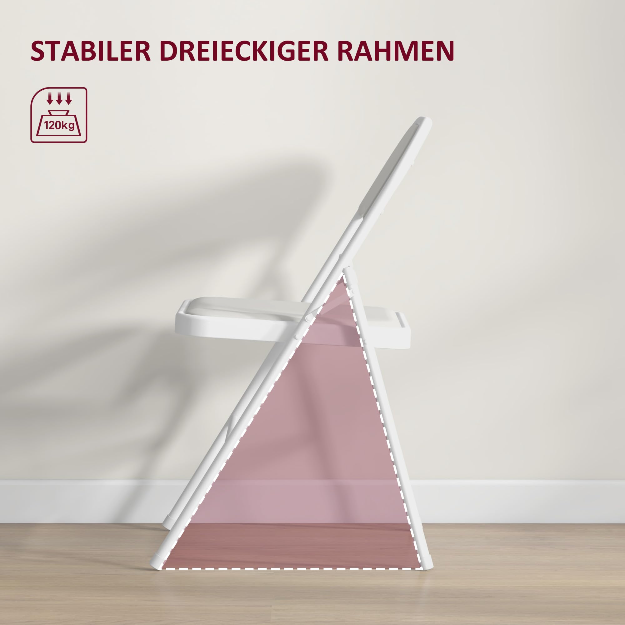 HOMCOM Lot de 2 chaises de Camping Pliantes avec Dossier rembourré, Cadre en Acier, Chaise de Cuisine avec Rembourrage, Charge maximale 120 kg, pour invités, Bureau, Camping, Blanches