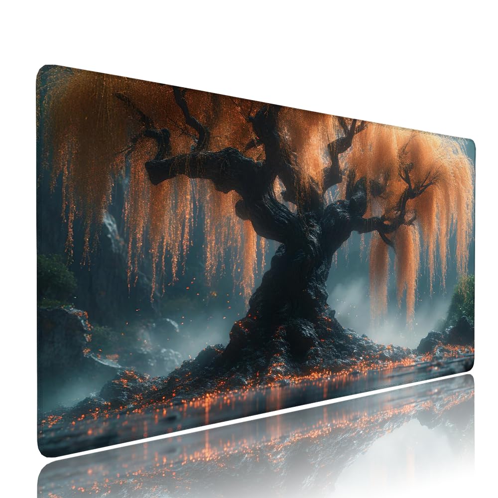Alfombrilla de Mouse para Juegos, Nero, XXL, Antideslizante, Impermeable, Diseño de Albero, Extendido, Grande, 1200x600x3mm, para PC, Laptop, Ufficio, Famiglia d-453